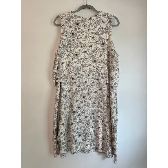 J.Jill Wearever Layered Tiered Sleeveless Dress Size XLP Cream Floral Stretch - Picture 3 of 8